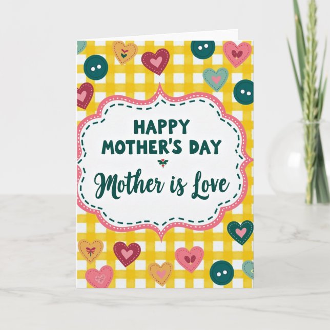 Felt Hearts Mothers Love Card (Front)