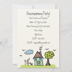 Felt House Warming Moving Party Invite Invitation