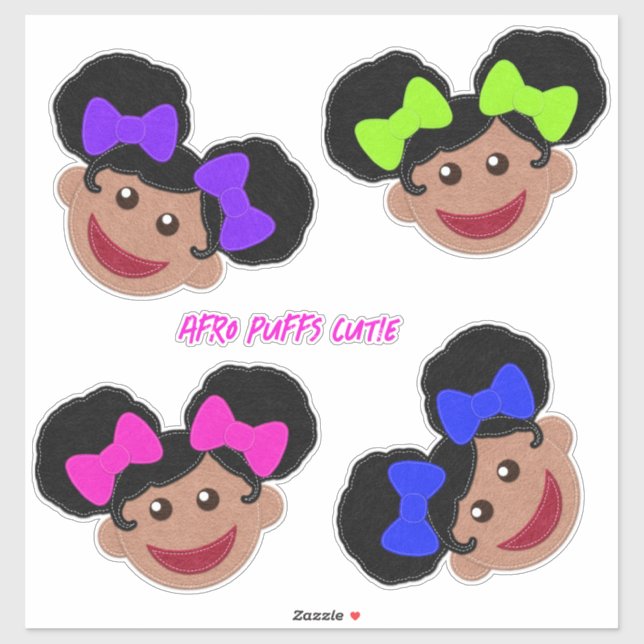 Felt Look Afro Puffs Cuties You Customize Sticker (Sheet)