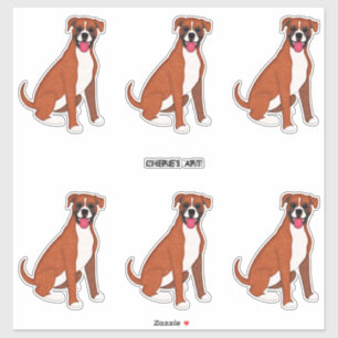 Felt Look Boxer Dogs Six on a Sheet Sticker