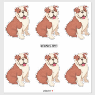 Felt Look Bull Dogs Six on a Sheet Sticker