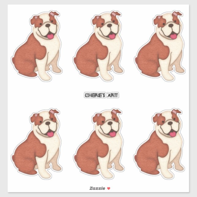 Felt Look Bull Dogs Six on a Sheet Sticker (Sheet)