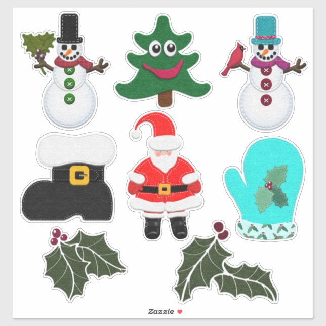 Felt Look Christmas Cuties Ornaments Style Sticker (Sheet)