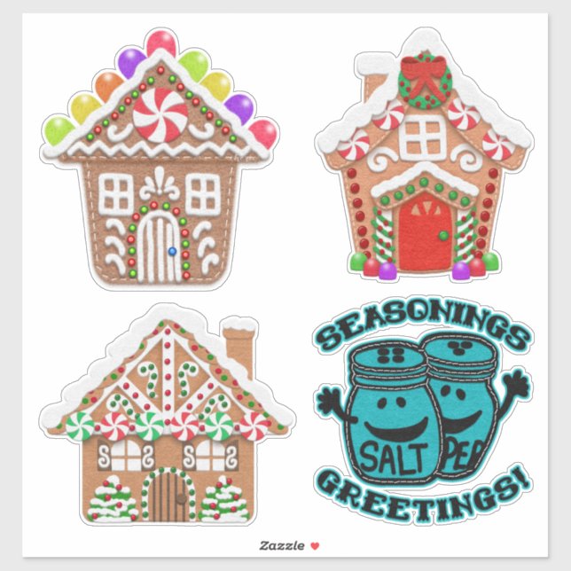 Felt Look Gingerbread Houses | Felt Applique Style Sticker (Sheet)