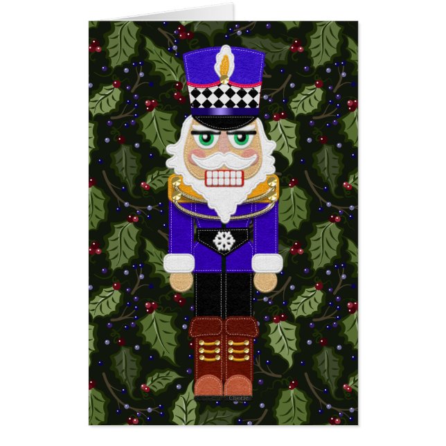 Felt Look Nutcracker Soldier Merry Christmas Card (Front)