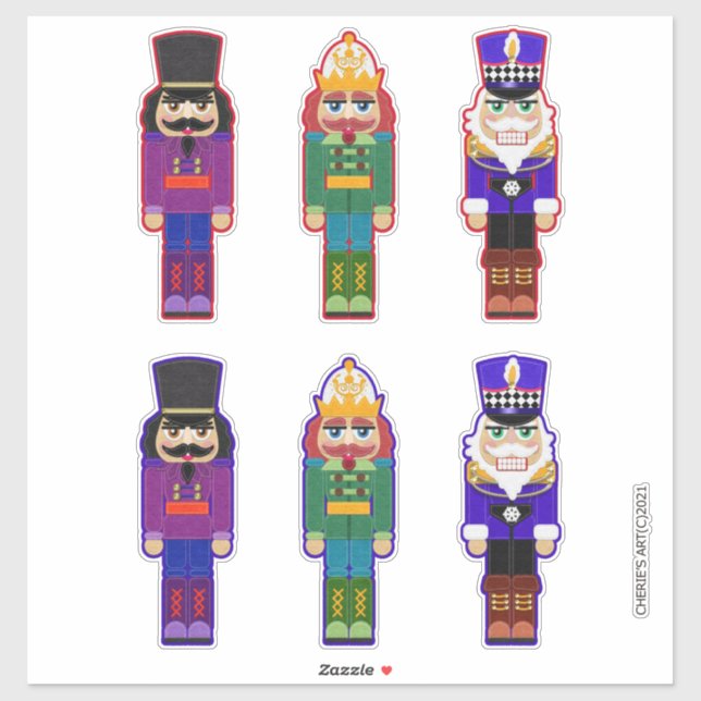 Felt Look Nutcrackers Soldiers Christmas Cheer Sticker (Sheet)