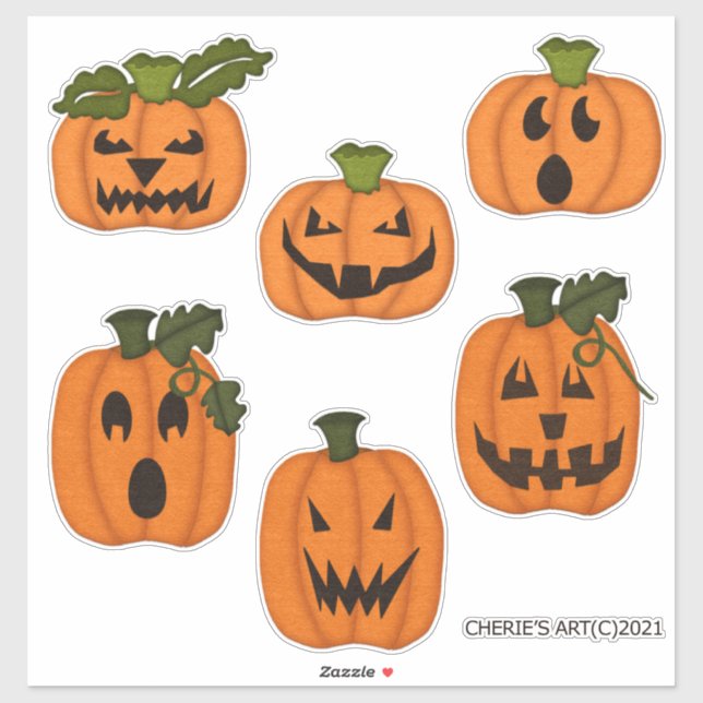 Felt Look Spooky Pumpkins Collection Sticker (Sheet)