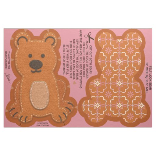 Felt Look Teddy Bear Cut and Sew Kit Cute Fabric
