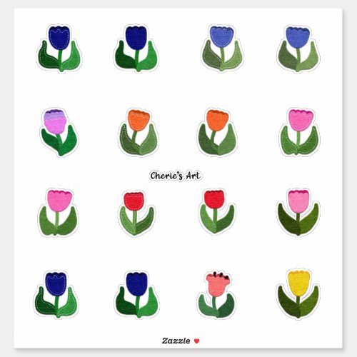 Felt Look Tulips Sheet of Cute Sticker