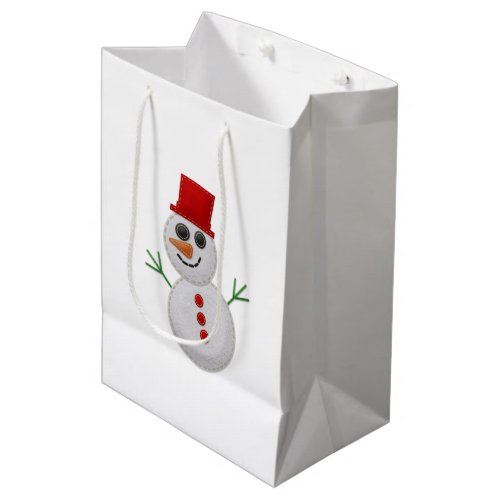 Felt Snowman with Red Hat Medium Gift Bag