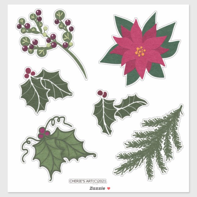 Felt Style Christmas Decorations  Sticker (Sheet)