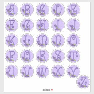 Felt Style Lavender Alphabet Sticker