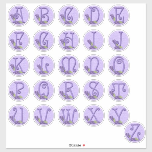 Felt Style Lavender Alphabet  Sticker