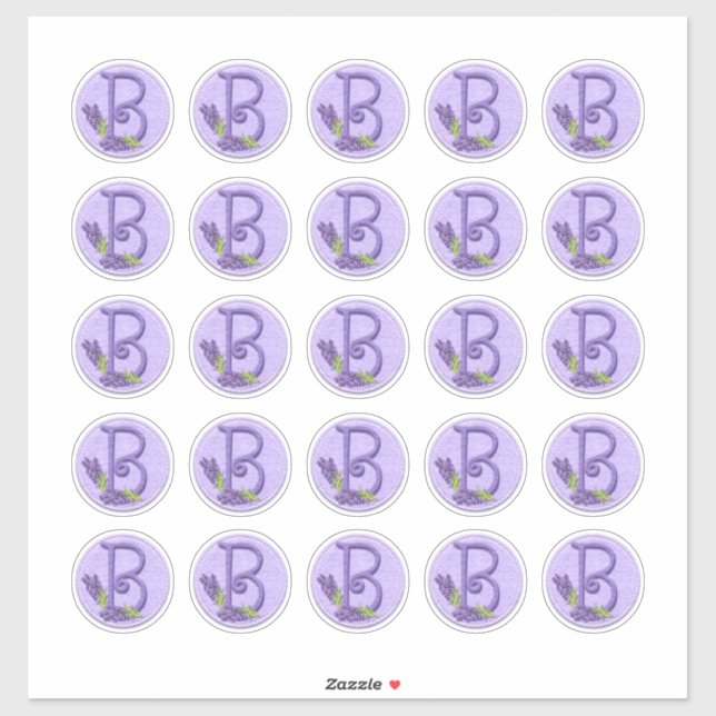 Felt Style Lavender Monograms Sticker (Sheet)