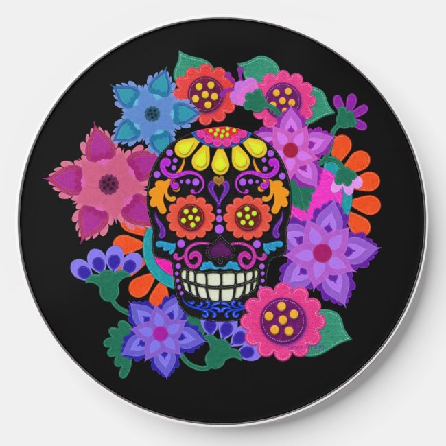 Felt Style Sugar Skull with Flowers Beautiful