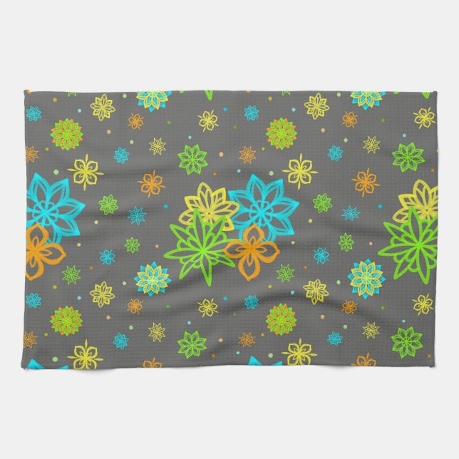 Felt Tip Flowers - Emmy Pattern Kitchen Towel (Horizontal)