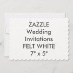 Felt White 110lb 7x5&quot; Scalloped Wedding Invitation at Zazzle
