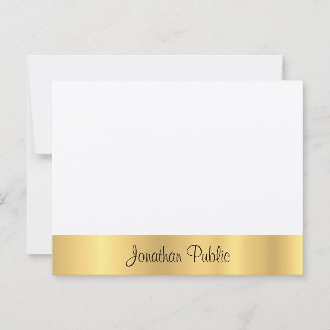 Felt White Modern Chic Gold Hand Script Template (Front)