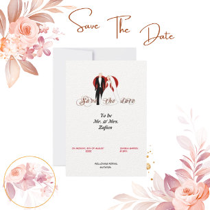 Felt White Paper Heart and Text Save The Date Card