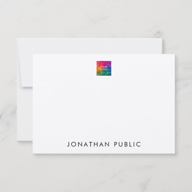 Felt White Paper Upload Your Own Logo Here Custom Note Card (Front)