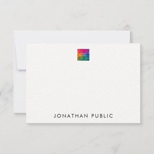Felt White Paper Upload Your Own Logo Here Custom Note Card