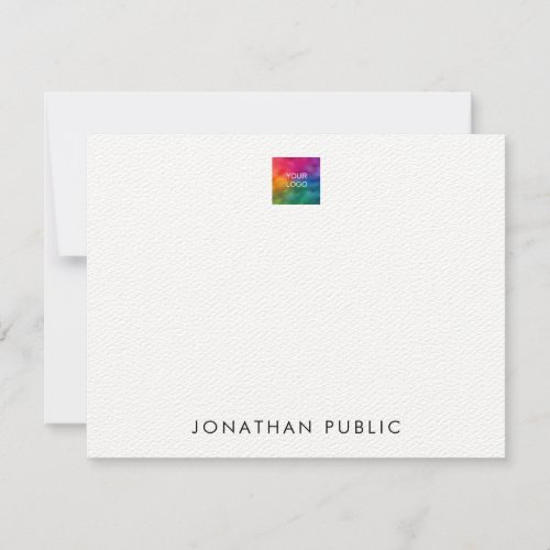 Felt White Upload Your Own Logo Personalized Note Card