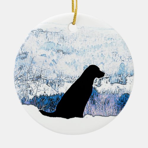 Felt with the Heart _ Black Dog _ Black Lab Ceramic Ornament