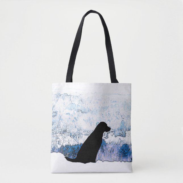 Felt with the Heart - Black Dog - Black Lab Tote Bag (Front)