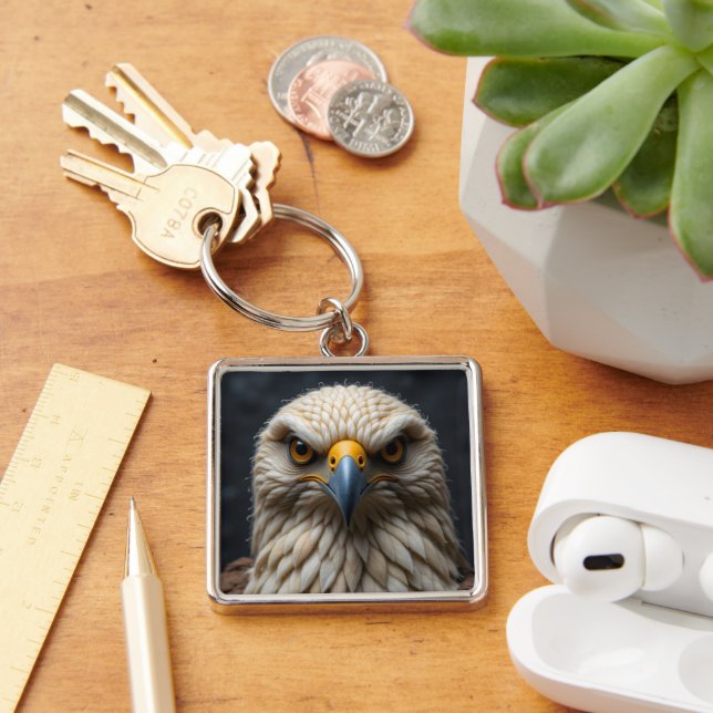 Felted Bird Portrait Keychain (Desk)