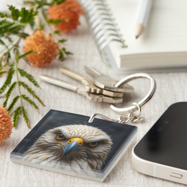 Felted Bird Portrait Keychain (Front Right)