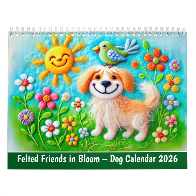 Felted Friends in Bloom – Dog Calendar 2026 (Cover)