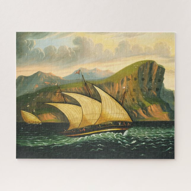 Felucca off Gibraltar by Thomas Chambers Jigsaw Puzzle (Horizontal)