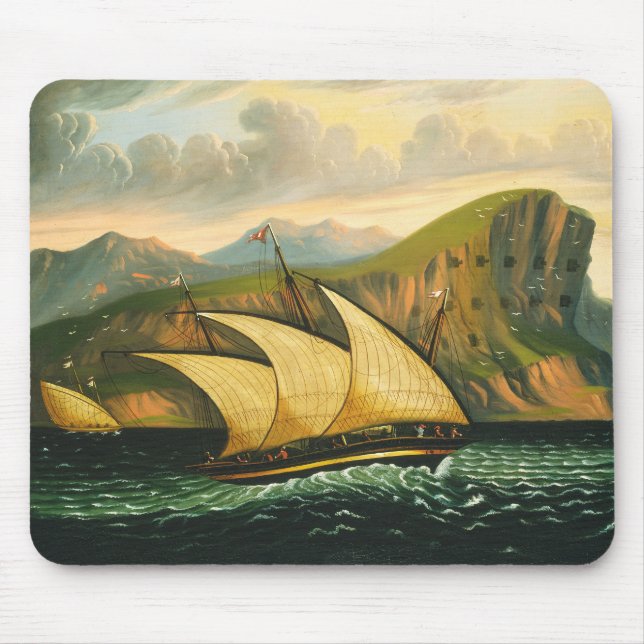 Felucca off Gibraltar by Thomas Chambers Mouse Pad (Front)