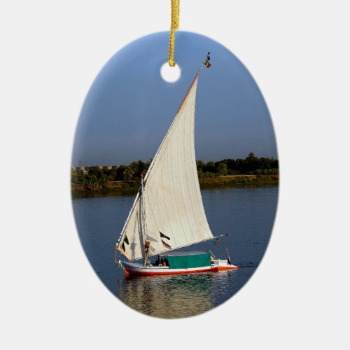 Felucca sailing along the Nile _ Aswan Egypt Ceramic Ornament