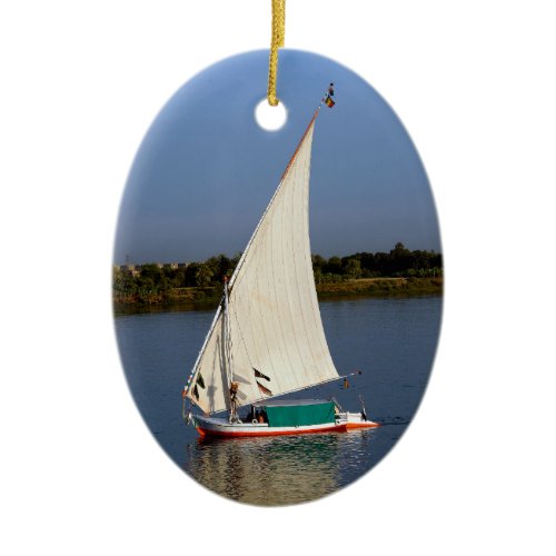 Felucca sailing along the Nile - Aswan, Egypt Ceramic Ornament