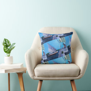 Feluccas on the Nile Painting by Alfred Fox Throw Pillow