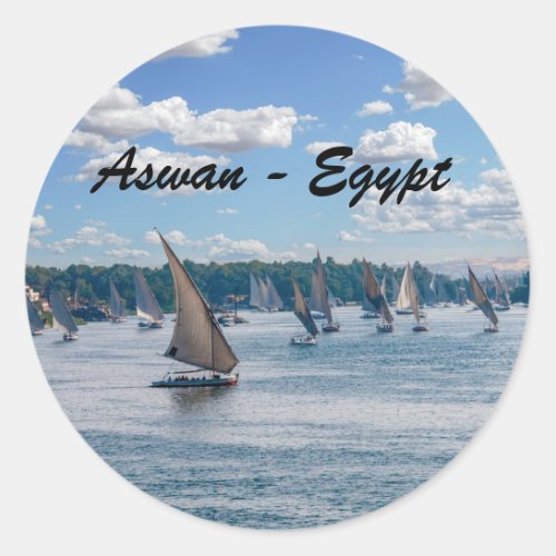 Feluccas sailing along the Nile _ Aswan Egypt Classic Round Sticker