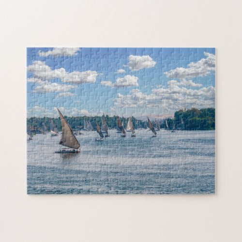 Feluccas sailing along the Nile _ Aswan Egypt Jigsaw Puzzle