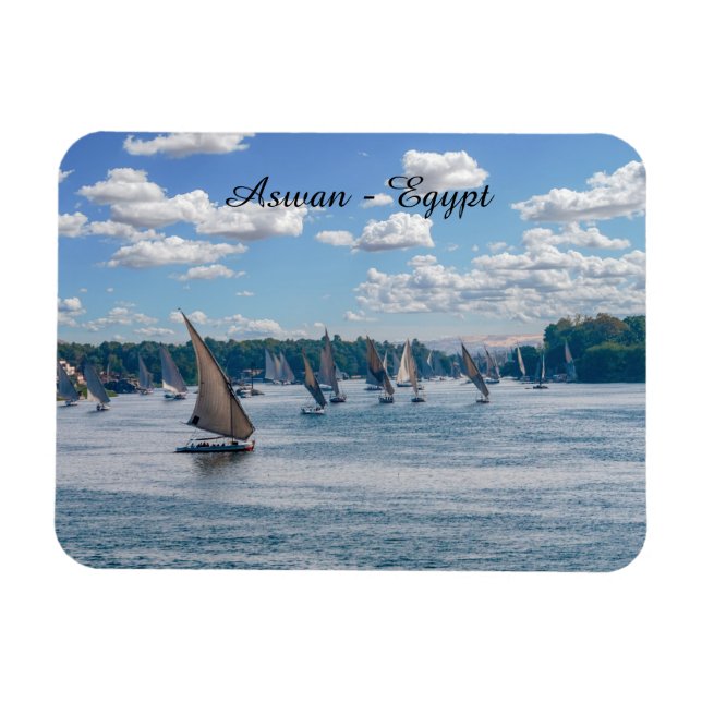 Feluccas sailing along the Nile - Aswan, Egypt Magnet (Horizontal)