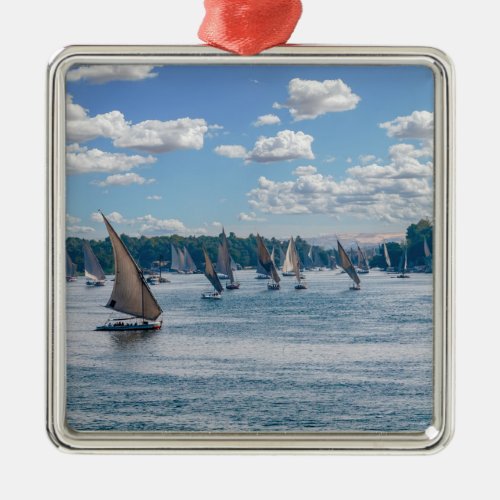 Feluccas sailing along the Nile _ Aswan Egypt Metal Ornament