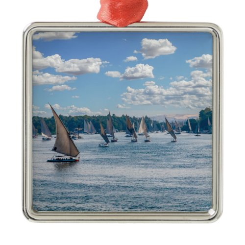 Feluccas sailing along the Nile - Aswan, Egypt Metal Ornament
