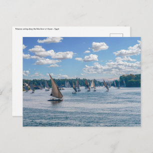 Feluccas sailing along the Nile - Aswan, Egypt Postcard