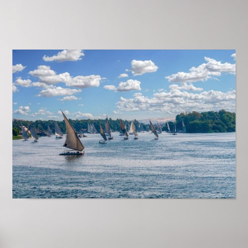 Feluccas sailing along the Nile _ Aswan Egypt Poster