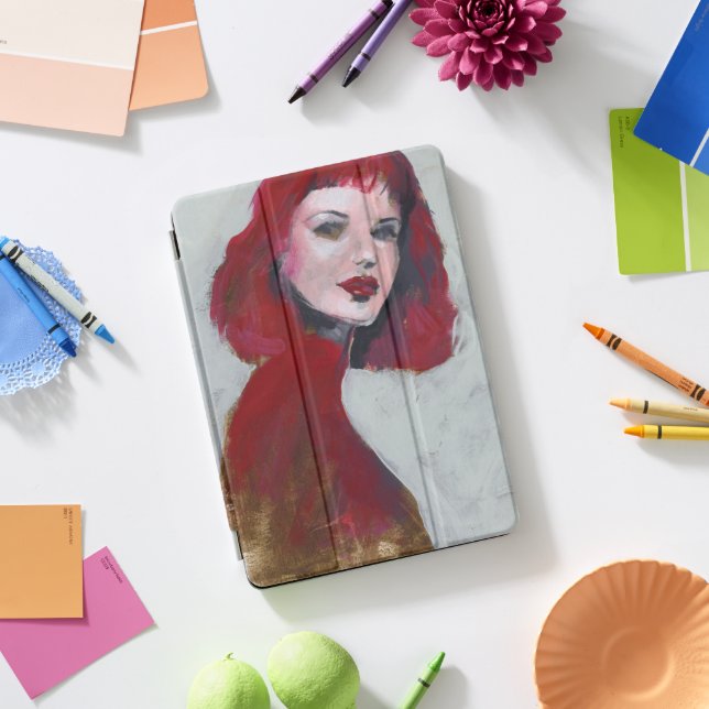 Fem Portrait - Red iPad Pro Cover (Desk)