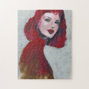Fem Portrait - Red Jigsaw Puzzle