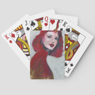Fem Portrait - Red Poker Cards