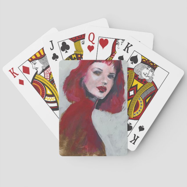 Fem Portrait - Red Poker Cards (Back)