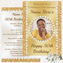 Female 50th Birthday Invitations for Her, PHOTO