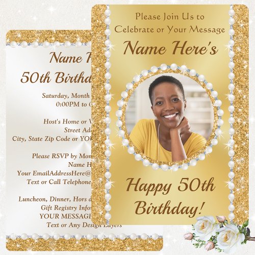 Female 50th Birthday Invitations for Her PHOTO