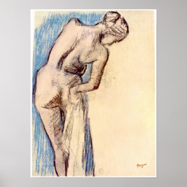 Female after the bath by Edgar Degas Poster (Front)